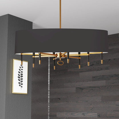 8LT Incandescent Horizontal Chand, VB, Blk Shade