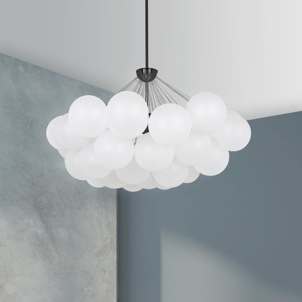 8LT Chandelier,  MB, FR Glass
