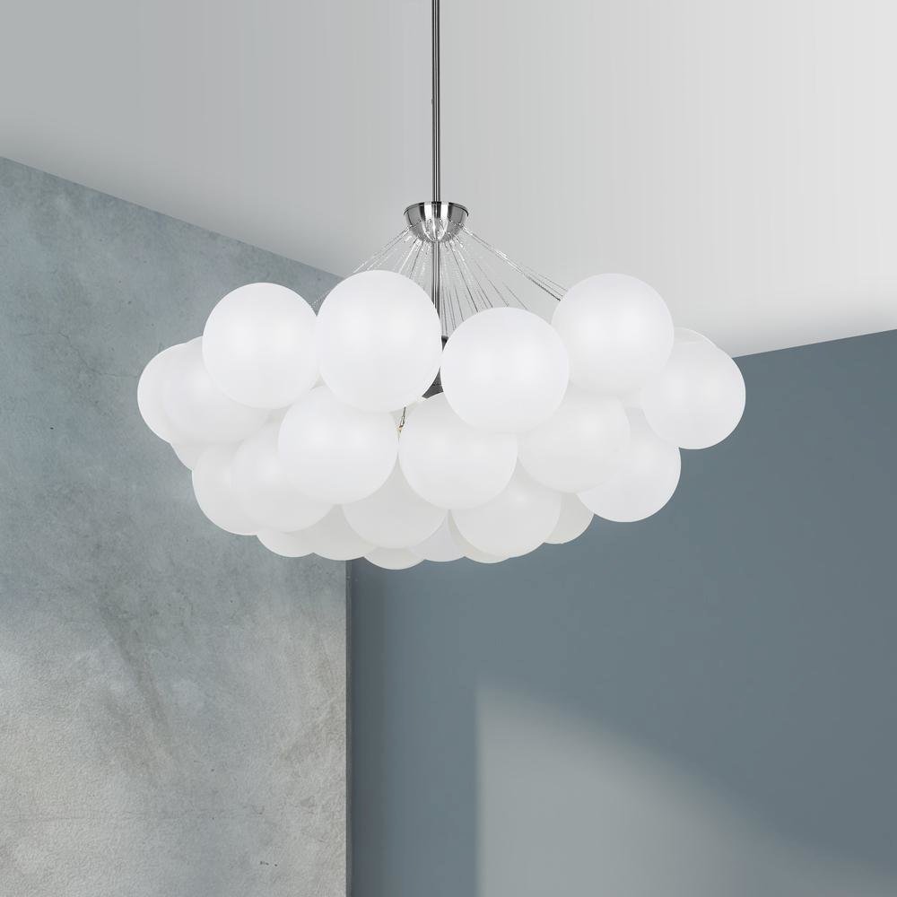 8LT Chandelier,  PC, FR Glass