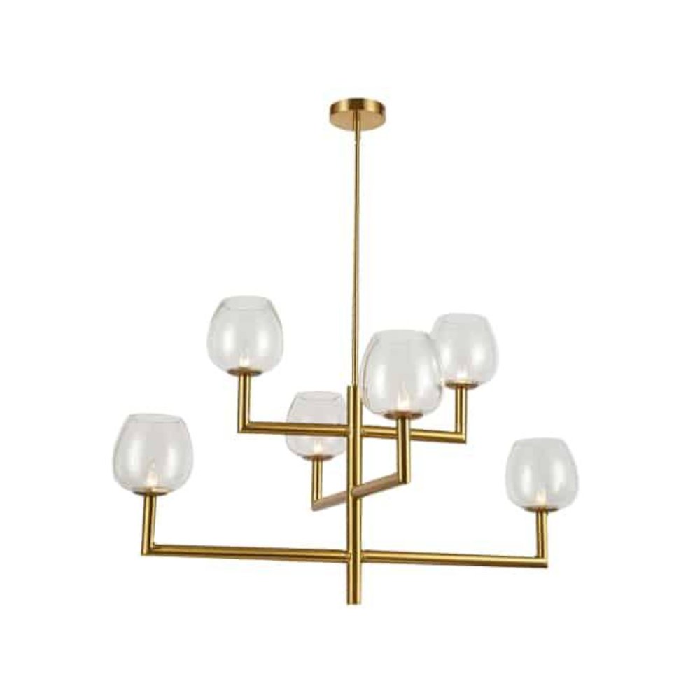 6LT Chandelier,  AGB, CLR Glass