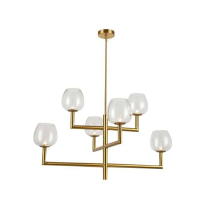 6LT Chandelier,  AGB, CLR Glass
