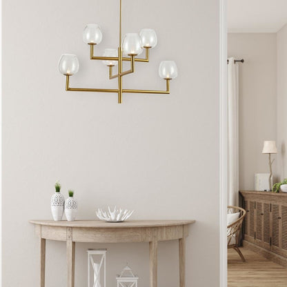 6LT Chandelier,  AGB, CLR Glass