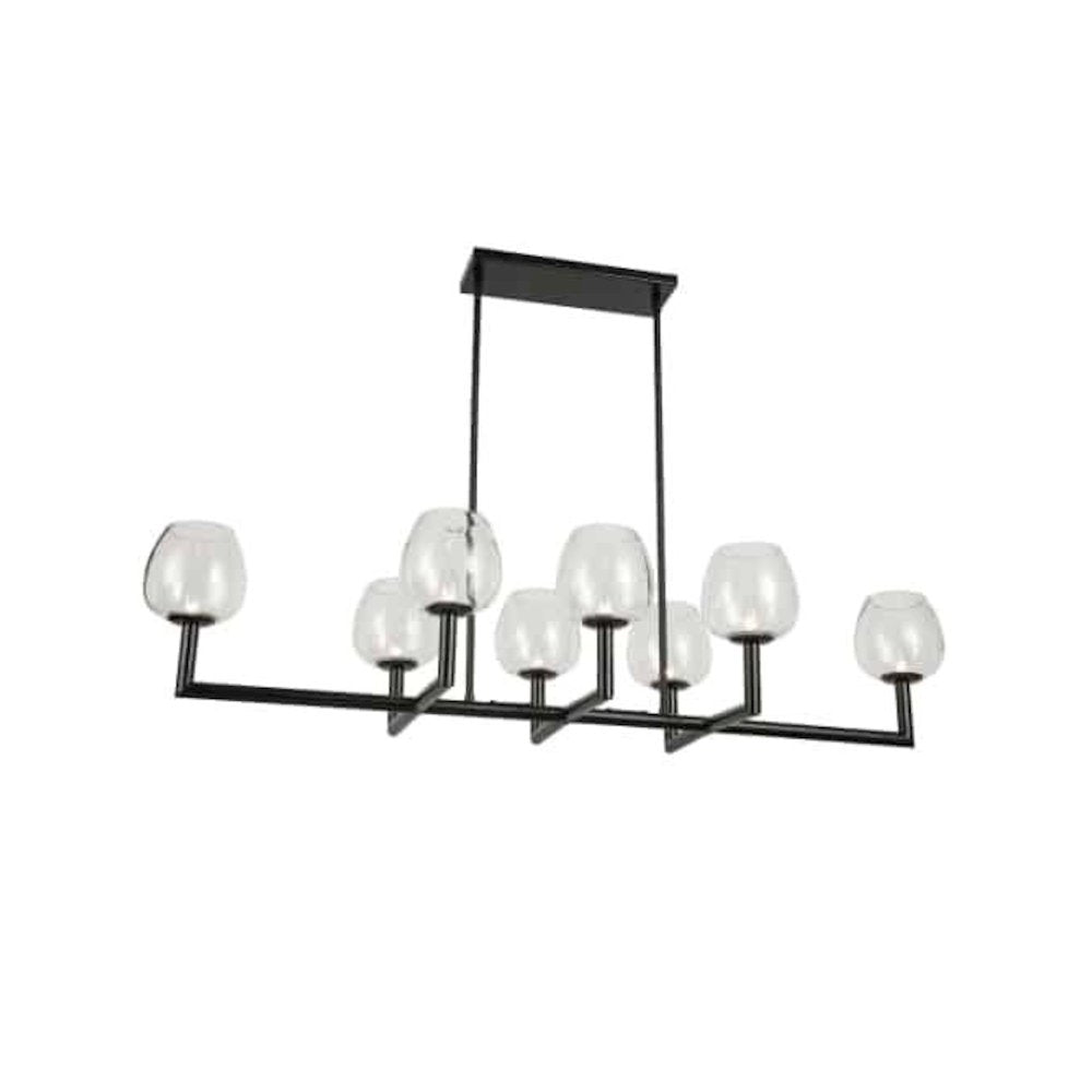 8LT Horiz Chandelier,  MB, CLR Glas