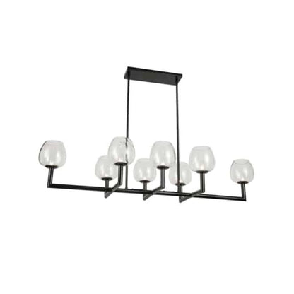 8LT Horiz Chandelier,  MB, CLR Glas