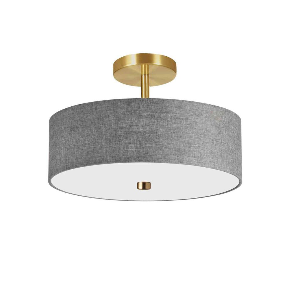 3LT Incandescent Semi-Flush AGB, Grey Shade