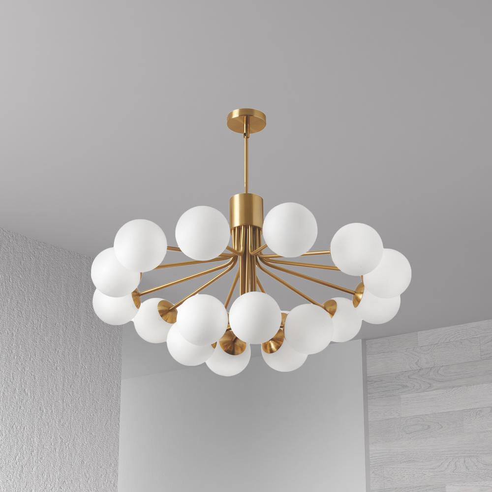 9LT Chandelier, AGB Finish, Opal Glass