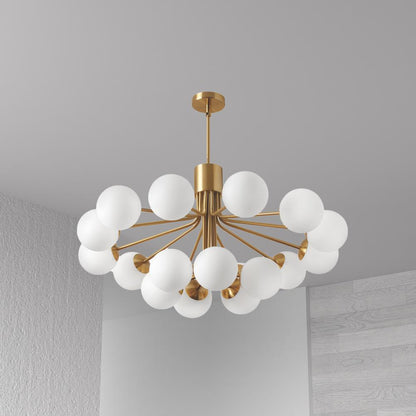 9LT Chandelier, AGB Finish, Opal Glass