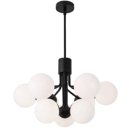 9LT Chandelier, MB Finish, Opal Glass