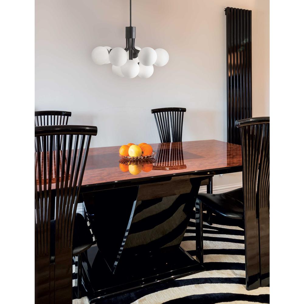 9LT Chandelier, MB Finish, Opal Glass