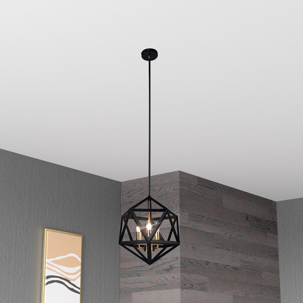 3LT Incandescent Chandelier, BLK/AB