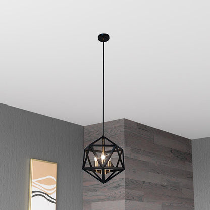 3LT Incandescent Chandelier, BLK/AB