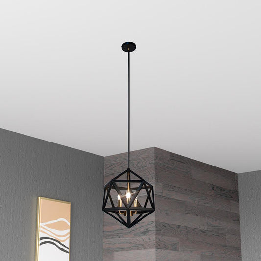 3LT Incandescent Chandelier, BLK/AB