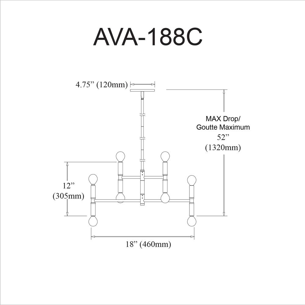 8LT Incandescent Chandelier, VB