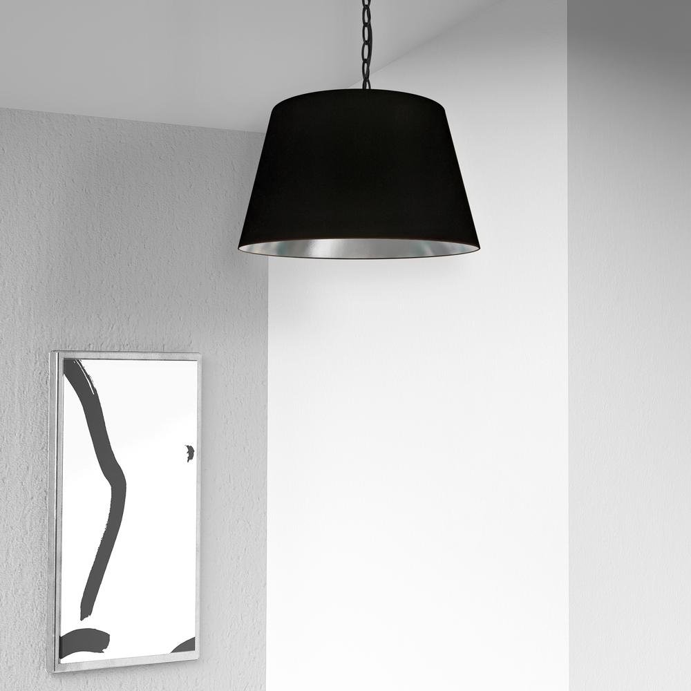 1LT Brynn Small Pendant, BLK/SV Shade, Black