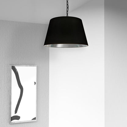 1LT Brynn Small Pendant, BLK/SV Shade, Black