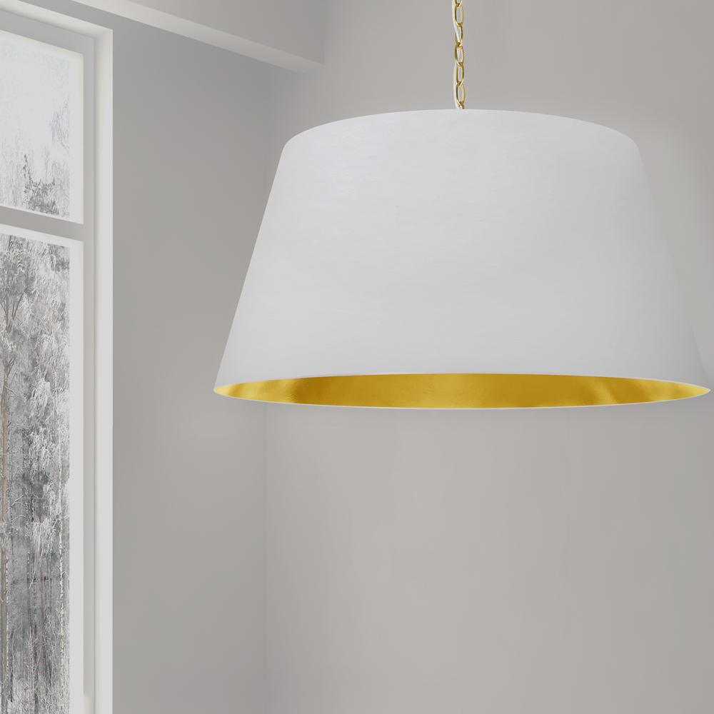 1LT Brynn X-Large Pendant, WHT/GLD Shade, AGB