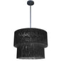 4 Light Matte Black Chandelier w/ Black Fringe
