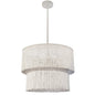 4 Light Matte White Chandelier w/ White Fringe