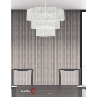 4 Light Chandelier Matte White w/ White Tassel Shades