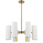 6 Light Aged Brass Chandelier w/ Opal Glass