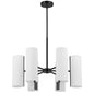 6 Light Matte Black Chandelier w/ Opal Glass