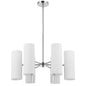 6 Light Satin Chrome Chandelier w/ Opal Glass
