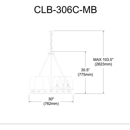 8LT Incandescent Chandelier, MB