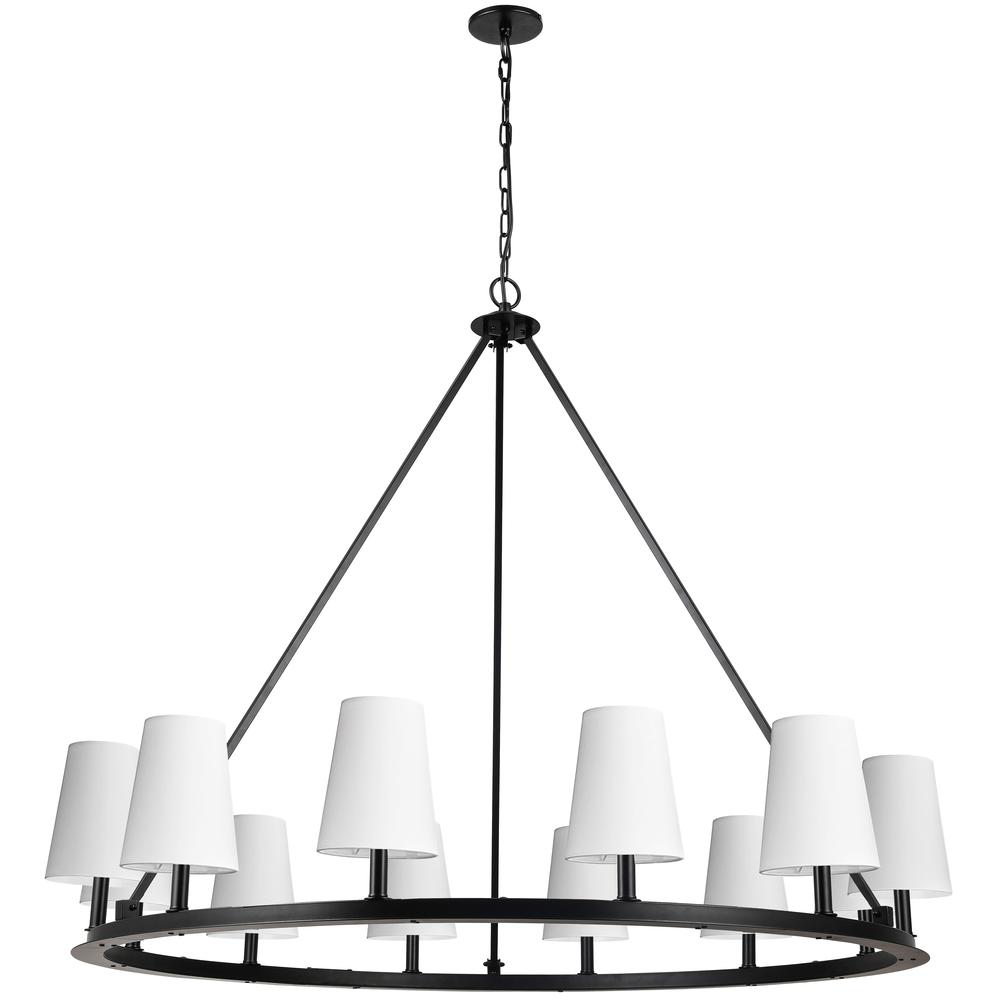 12LT Incandescent Chandelier, MB, WH Shades