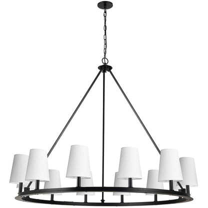 12LT Incandescent Chandelier, MB, WH Shades