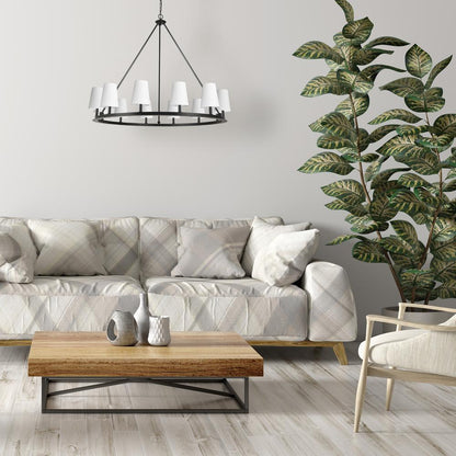 12LT Incandescent Chandelier, MB, WH Shades
