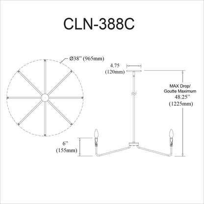 8LT Incandescent Chandelier, MB