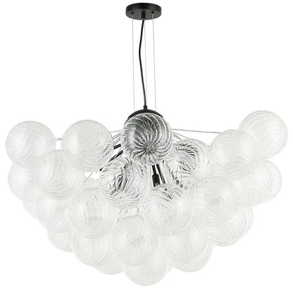12 Light Matte Black Chandelier w/ Clear Spiral Glass