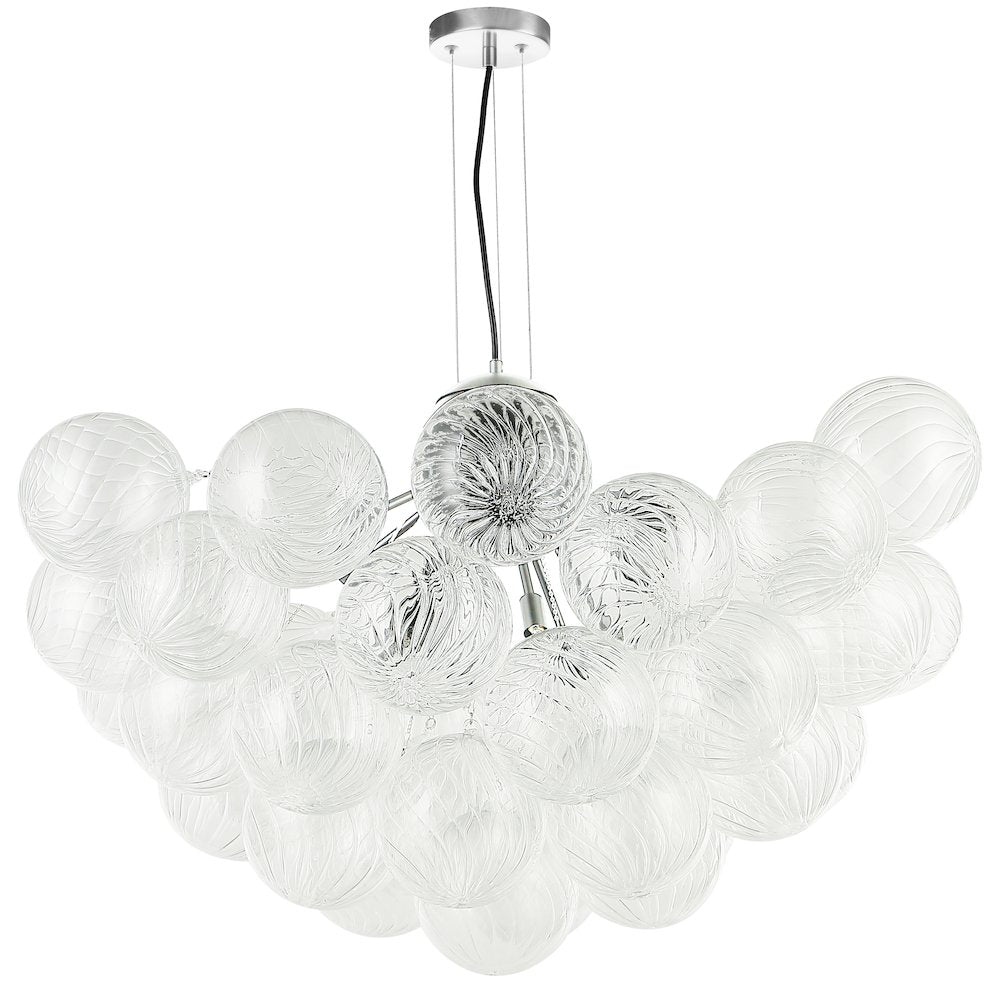 12 Light Polished Chrome Chandelier w/ Clear Spiral Glass