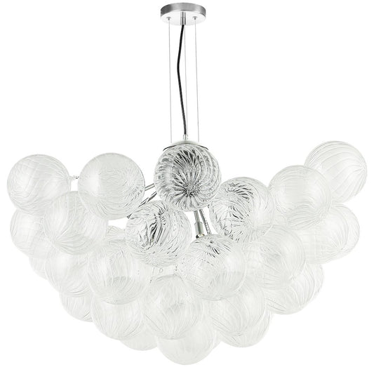 12 Light Polished Chrome Chandelier w/ Clear Spiral Glass