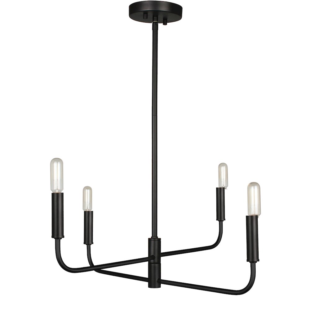 4 Light Incandescent Chandelier Matte Black