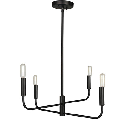 4 Light Incandescent Chandelier Matte Black