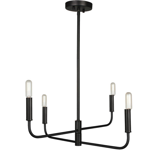 4 Light Incandescent Chandelier Matte Black