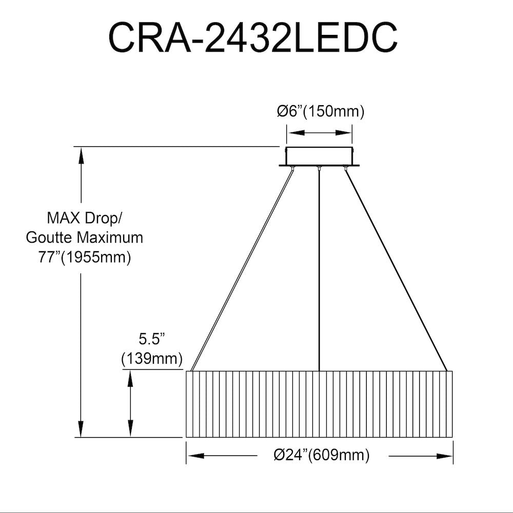 32W Chandelier Matte White with White Ribbon