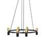 12 Light Chandelier in Matte Black & Aged Brass