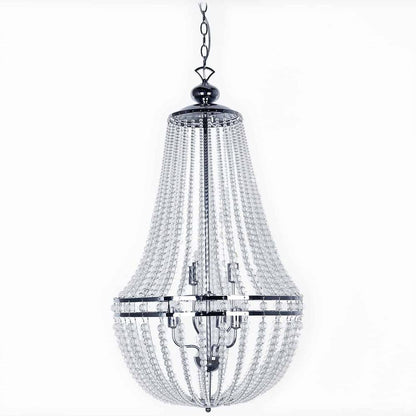 6LT Incandescent Chandelier PC,Clr Glass Beads