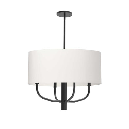 4LT Incandescent Pendant, MB, WH Fabric Shade
