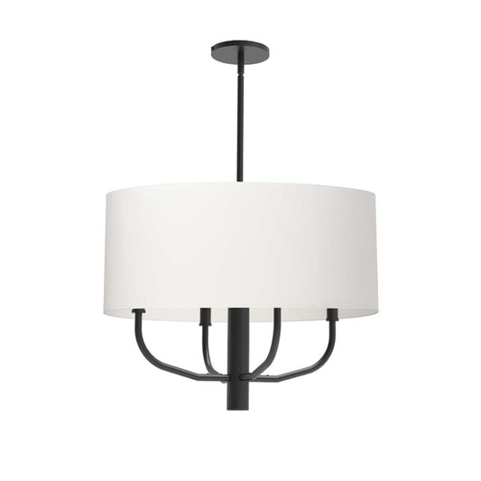 4LT Incandescent Pendant, MB, WH Fabric Shade