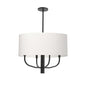4LT Incandescent Pendant, MB, WH Fabric Shade