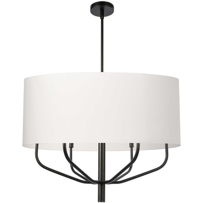 6LT Incandescent Pendant, MB, WH Fabric Shade