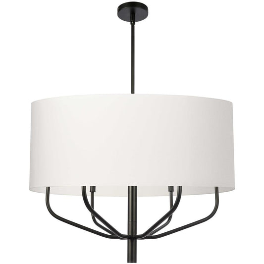 6LT Incandescent Pendant, MB, WH Fabric Shade