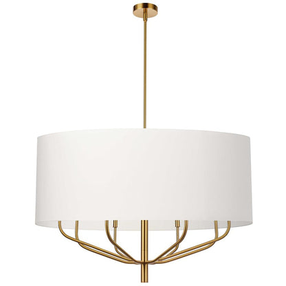 8LT Incandescent Chandelier, AGB, WH Shade