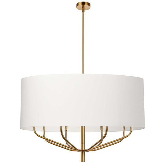 8LT Incandescent Chandelier, AGB, WH Shade