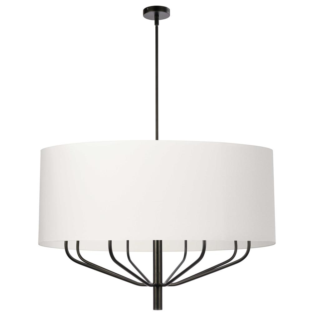 8LT Incandescent Chandelier, MB, WH Shade