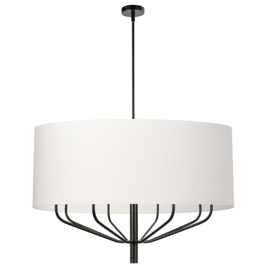 8LT Incandescent Chandelier, MB, WH Shade
