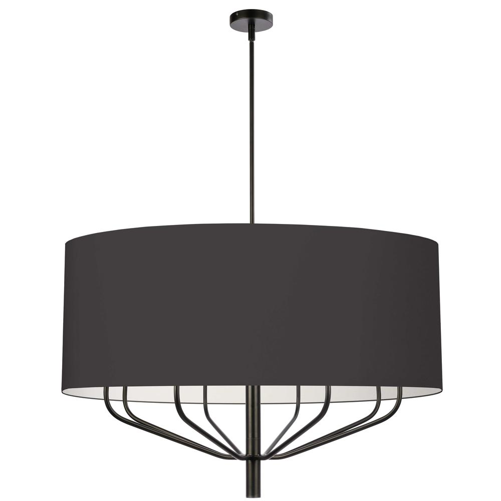 8LT Incandescent Chandelier, MB, WH Shade